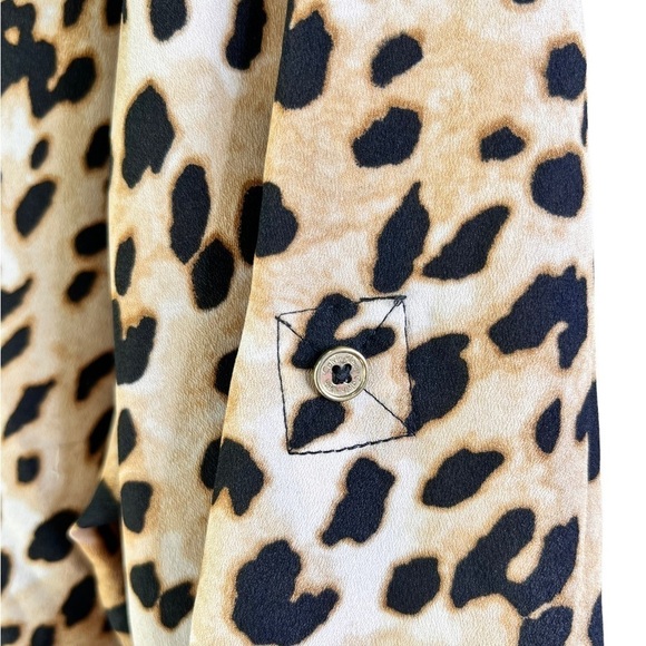 Calvin Klein Leopard Animal Print Split Neck Zipper Tunic Top Womens Size 3X - Picture 3 of 16